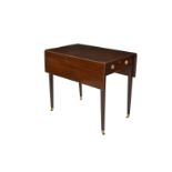 A George III mahogany rectangular Pembroke table with single end drawer, original ring brasses,