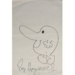 Roger Hargreaves (British, 1935-1988) a black felt tip ink drawing of Mr. Nosey, boldly signed