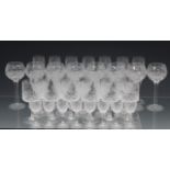 A part-suite of cut and etched drinking glasses