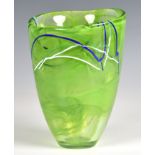 Anna Ehrner for Kosta Boda - a 'Contrast Lime' modernist glass vase