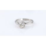 A platinum and single stone diamond ring the old cushion cut stone originally from an antique