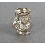 A novelty silver Toby Jug Hallmarks rubbed, possibly Birmingham, 1905, the jug having realistic