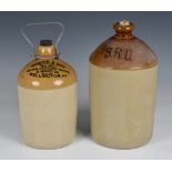 Second World War S.R.D. glazed stoneware rum flagon dated 1944, 12¾in. high, together with an Osmond