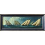 Walter Dickie (late 20th century) Sailing Ships at Sea, oil on canvas, signed lower right, framed,