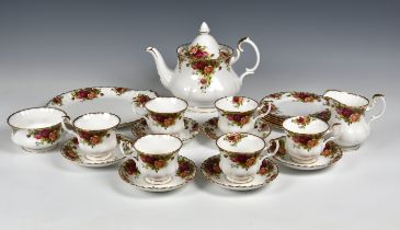 A Royal Albert Old Country Roses pattern tea service for six