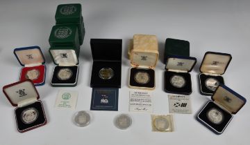 Numismatics - A collection of silver commemorative coins To include ten (10) cased silver proof