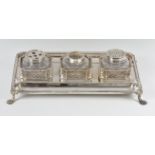 A late-George II silver ink stand Samuel Herbert & Co., London 1758, the rectangular stand with