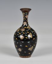 A silver wired Japanese cloisonné enamel baluster vase
