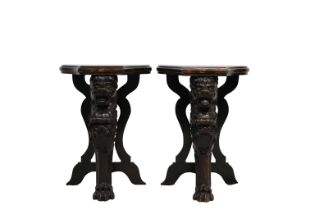 A pair of mahogany Regency style plant stands