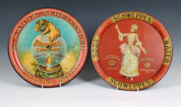 Two circular tin advertising trays, printed in colours, circa 1900