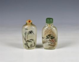 Two Chinese interior painted glass snuff bottles