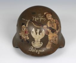 A Polish painted German steel helmet