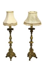 Pair of 18th Century Italian Giltwood Candlestick Lamps