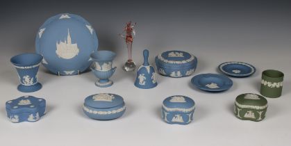 A collection of various Wedgwood blue & green Jasperware