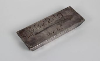 A silver bullion bar