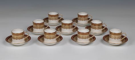 A set of nine Royal Worcester coffee cans