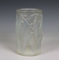 A René Lalique (French 1860-1945) "Laurier" clear, frosted and opalescent glass vase c.1922