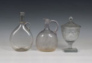 Two 19th century clear glass flagons