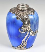 An Art Nouveau Royal Copenhagen silver-mounted ovoid vase