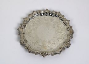 A small Edwardian silver salver