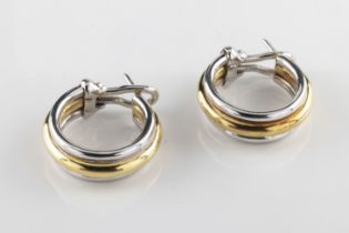 A pair of 18ct white and yellow gold hoop earrings