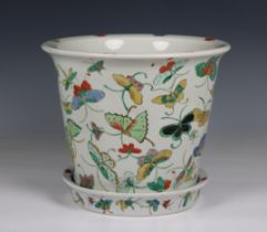 A 20th century Chinese porcelain jardiniere and saucer base