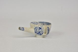 An antique blue and white transfer ware invalid feeding cup