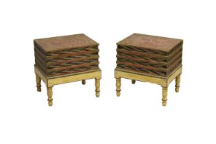 A pair of late 20th century side tables in the form of four stacked books