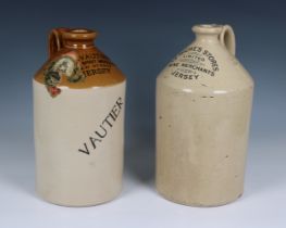 Two Jersey cider jars, Le Riche's Stores & Vautier