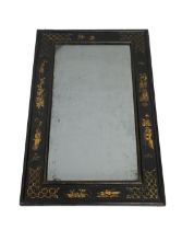 An English early 19th century black lacquer and gilt Chinoiserie mirror