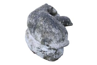 A composite stone figure of a pair of otters