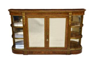 A Victorian inlaid walnut and ormolu mounted credenza