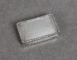 A William IV silver rectangular presentation snuff box