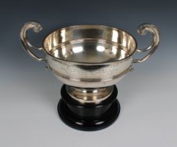 A silver two handled Challenge bowl