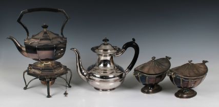 A collection of silver plate - To include a pair of Sheffield plate sauce tureens