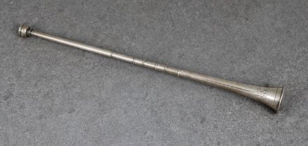 A silver miniature hunting horn