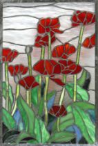 Four 20th century leaded stained glass panels