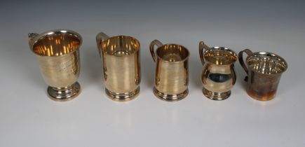 Five silver tankards