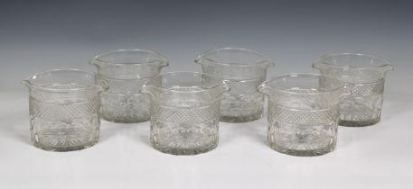 Six Victorian cut glass wine glass coolers