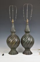 A pair of bronze style ceramic table lamps