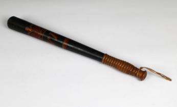 A Victorian turned ebonised wood truncheon