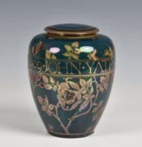 Gordon Forsyth for Pilkington, a Royal Lancastrian ovoid lustre vase and cover