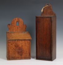 Two 19th century oak candle boxes