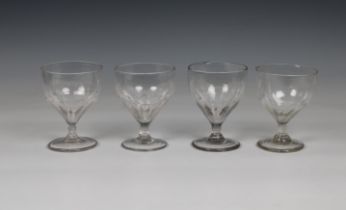 Four late 18th / early 19th century twisted stem rummers / wine glasses