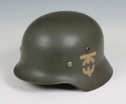WW2 German Helmet with unusual OT emblem (Organisation Todt)