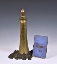 Pharologists interest - an antique polished bronze model of Smeaton Tower Lighthouse the realistic m