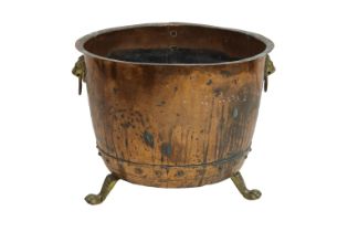 A large copper cauldron