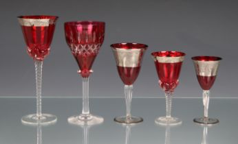 A collection of twenty four 20th century wine glasses