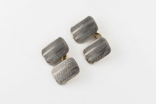 A pair of early 20th century 18ct yellow gold and platinum cufflinks