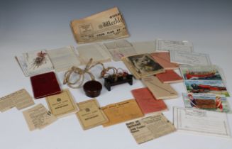 Channel Islands German Occupation interest - A collection of ephemera and a crystal type radio set